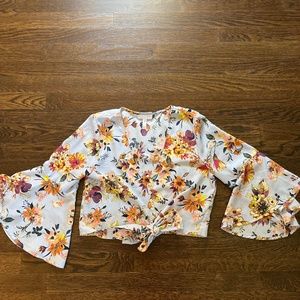 Leith floral cropped blouse